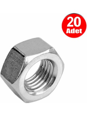 Mikasso M8 Somun Dın 934 Beyaz Galvanizli Somun -20 Adet