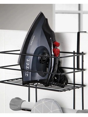 Mikasso Siyah Asılabilir Ütü Masası Askısı Ütü Düzenleyici Raf Metal Siyah Tr