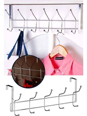 Mikasso Nalbur Sepeti Krom Kapı Arkası Askısı 12 Kanca Çelik Amerikan Kapı Askılığı Metal Gümüş Tr