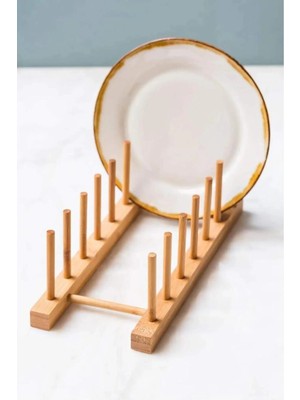 Mikasso Bambu Tabaklık - Tabak Düzenleyici - Tabak Kurutucu Bambu Kahverengi