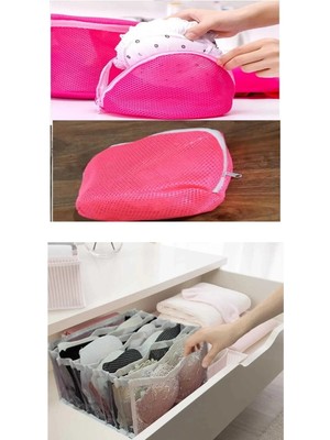 Mikasso Sütyen Düzenleyici + Sütyen Iç Çamaşırı Yıkama Filesi (2 Li Set) Kumaş 45 x 40 Pembe