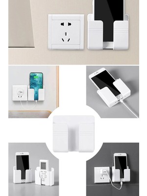 Mikasso Duvara Monte Edilen Telefon ve Kumanda Standı Plastik Organizer Beyaz Renk Plastik Beyaz