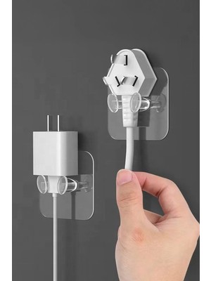 Mikasso 10 Adet Yapışkanlı Duvar Askı Çok Amaçlı Şeffaf Askı Fiş Kablo Düzenleyici Tutucu Kanca Plastik Şeff