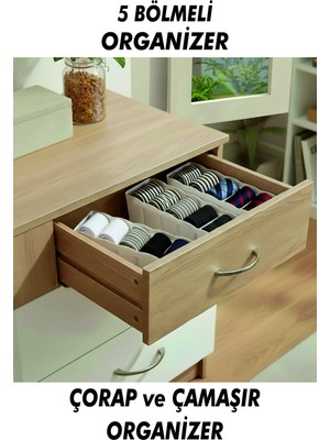 Mikasso Çekmece ve Dolap Içi Düzenleyici Beyaz Raf Düzenleyici Çorap Çamaşır Kravat Şal Organizeri Plastik B