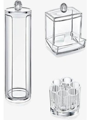 Mikasso Akrilik Lüx 3'lü Makyaj Organizer Set Akrilik Beyaz Tr