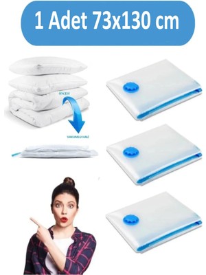 Mikasso Vakumlu Hurç Yorgan Hurcu Valiz Düzenleyici Gardırop Düzenleyici Vakumlu Poşet Plastik Beyaz