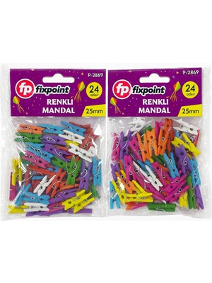 Mikasso Renkli Mandal Seti – 24’lü Mini Ahşap Mandal (25 Mm) 25 Cn