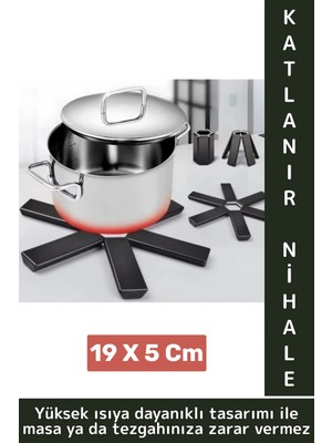 Mikasso Yüksek Isıya Dayanıklı Kaymaz Yapışmaz Tencere Tava Masa Tezgaha Zarar Vermez Katlanabilir Nihale