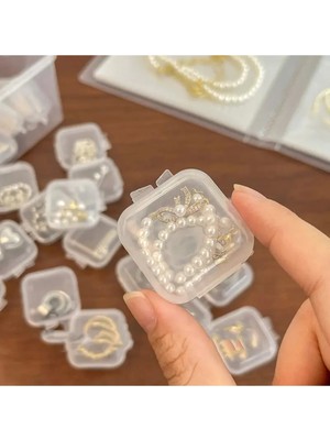 Mikasso 10 Adet Mini Şeffaf Plastik Altın Takı Mücevher Kolye Yüzük Küpe Saklama Kutusu Plastik 35 x 35 Çok