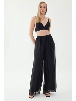 Vitrin Beli Lastikli Astarlı Ipek Pantolon