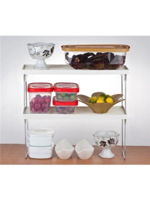 Mikasso Dolap Içi Düzenleyici Tezgah Üstü Raf Mutfak Konserve Bardak Rafı Plastik Pembe