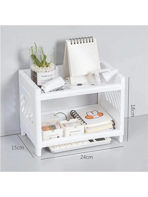 Mikasso 2'li Beyaz Kaliteli Plastik (2 Katlı Ayrılabilir) Raf - Organizer Plastik Beyaz Tr