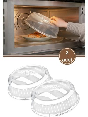 Mikasso 2 Adet Mikrodalga Fırın Koruma Kapağı, Isıya Dayanıklı Fırın Içi Kapak Büyük Boy 26CM 2’li Set Plast