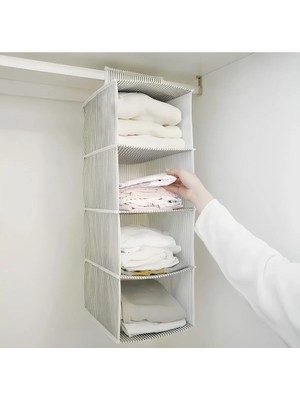 Mikasso Dolap Içi 4 Raflı Çok Katlı Dolap Içi Düzenleyici Organizer 24*29*64 cm Polyester 25 x 25 Gri Tr