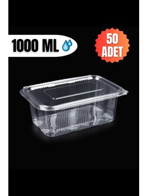 Mikasso Plastik Kapaklı Kullan At Saklama Kabı Sızdırmaz Kap 1000 ml 50 Adet Plastik Turuncu