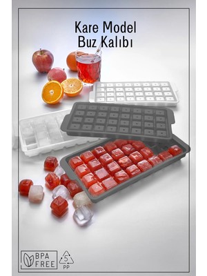 Mikasso 32 Bölmeli Kare Model Buz Kalıbı - Antrasit Plastik