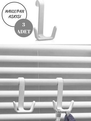 Mikasso 3 Adet Havlupan Duşakabin Askısı, Petek Banyo Mutfak Kancalı Havlu Bornoz Askısı Plastik Beyaz Tr