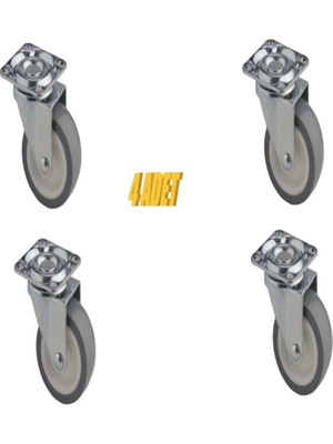 Mikasso 4 Adet Döner Tablalı 50'lik Bilyalı Teker Masa Dolap Sehpa Mobilya Tekeri Beyaz