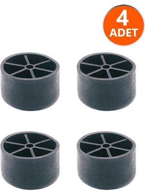Mikasso 4 Adet 25 mm x 45 mm Vidalı Mobilya Dolap Baza Ayağı Plastik Ayak Siyah