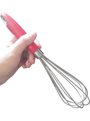 Mikasso Kalın Telli, Kalın Saplı Çırpıcı 31 cm Kırmızı Metal