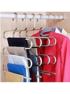 Mikasso Dolap Içi 5 Katlı Pantolon Eşarp Şal Askısı Akıllı Askı Metal Gri