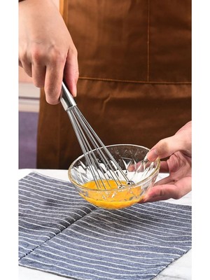 Mikasso Çelik 10 Kalın Bilyalı Manuel Mikser Blender Yumurta El Çırpıcı CIN872 Çelik