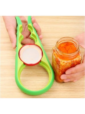 Mikasso Pratik Kavanoz Kapağı Açacak / 4 Boğum 8 Kademeli Şişe Kapak Açacağı (Silikon Kaydırmaz) Yeşil