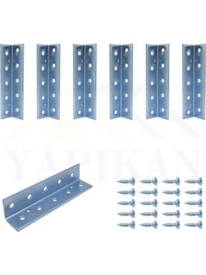 Mikasso 20X20X100MM - 6 Ad. L Demir Gönye Köşebent - Mobilya Dolap Kitaplık Masa Köşe Bağlantı Birleştirme