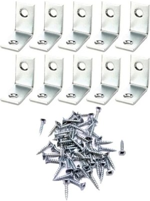 Mikasso 16X25X25 mm 10 Ad. L Demir Gönye Köşebent - Mobilya Dolap Kitaplık Köşe Birleştirme Sabitleme Demiri