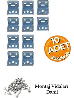 Mikasso L Demir Gönye Köşebent 30X25X25MM Mobilya Dolap Raf Masa Köşe Bağlantı Birleştirme Sabitleme Aparatı
