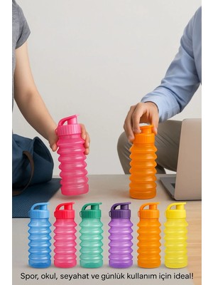 Mikasso 750 ml Renkli Kapaklı Plastik Sporcu Su Matarası – Taşınabilir Şeffaf Matara-Sarı Sarı Plastik