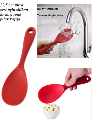 Mikasso 22,5 cm Ultra Sert Uçlu Lüx Pilav Kaşığı Çelik Kırmızı