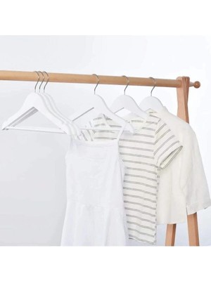 Mikasso 12 Adetdolap Içi Düzenleyici Çocuk Elbise Askısı Bebek Askısı Kıyafet ve Elbise Askısı Beyaz Plastik