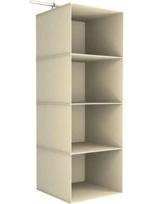 Mikasso Dolap Içi Düzenleyici 4 Bölmeli Katlanabilir Bez Dolap Organizeri - Krem Plastik 10 x 15 Ekru Tr