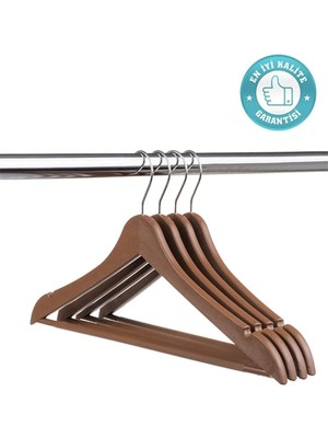 Mikasso 12 Adet - Ahşap Görünümlü Plastik A Kalite Kahverengi Elbise Askı Plastik Kahverengi Tr