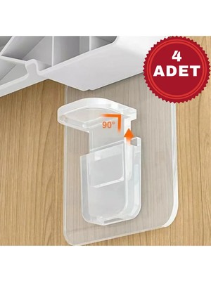 Mikasso Yapışkanlı Raf Tutucu Seti 4 Adet Plastik Çok Renkli Tr