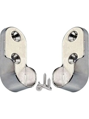 Mikasso Mobilya Boru Askı Flanşı Oval Gardırop Dolap Içi Borusu Elbise Askı Aparatı Krom 45 mm (2 Adet) Meta