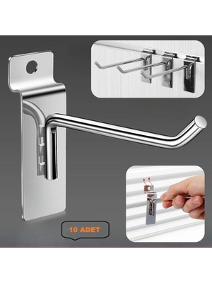 Mikasso Kanallı Pano Kancası 15 cm 10/50/100 Adet Paslanmaz Nikel Kaplamalı Extra Güçlü Metal Gümüş