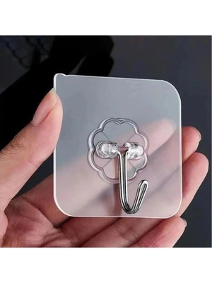 Mikasso 5 Adet Şeffaf Güçlü Kendinden Yapışkanlı Kapı Duvar Askıları Ağır Yük Taşıma Plastik Turuncu Tr