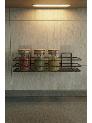 Mikasso Çok Amaçlı Mutfak Rafı Yapışkanlı Metal Mutfak Düzenleyici Baharatlık Şık Mutfak Organizeri Metal Tr