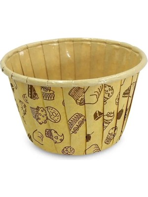 Mikasso Muffin/cupcake Kek Kalıbı/kabı Kapsülü,fırına Girebilen, Airfryer Uyumlu, Desenli Kraft 50'li Kağıt