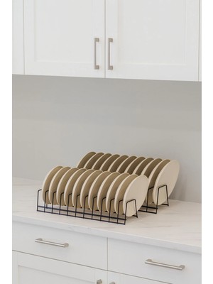 Mikasso Yeni Model Siyah Tezgah Üstü Tabaklık | Tencere Kapak Düzenleyicisi | 10 Bölmeli ( 2 Adet ) Metal Si