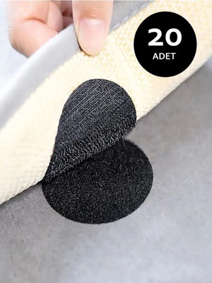 Mikasso 20 Adet Halı Kilim Koltuk Örtüsü Kaydırmaz Sabitleyici Cırt Yıkanabilir Kendinden Yapışkanlı Ped Siy