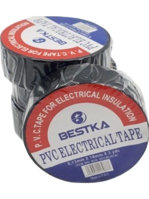 Mikasso Izole Elektrik Bandı Siyah 10'lu Paket (0.13MM x 18MM x 3 Yds) 1 Pakette 10 Adet