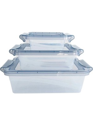 Mikasso 3‘lü Kilitli Saklama Kabı Set - (0.40-1-2 Lt.) Plastik Çok Renkli