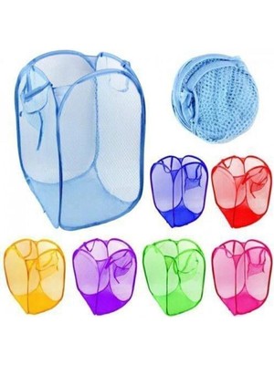 Mikasso Pembe Kirli Elbise Çamaşır Sepeti Katlanabilir Oyuncak Filesi Büyük Boy 70 cm Pembe Plastik Pembe