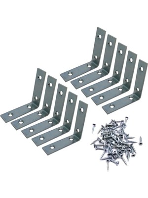 Mikasso 16X45X45 mm 10 Ad. L Demir Gönye Köşebent - Mobilya Dolap Kitaplık Köşe Birleştirme Sabitleme Demiri