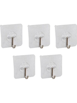 Mikasso Kendinden Yapışkanlı Şeffaf Askı Metal Kanca Askılık 24 Adet Plastik Turuncu