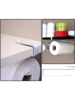 Mikasso Metal Raf Altı Kağıt Havlu Fincan Askılığı Plastik Beyaz