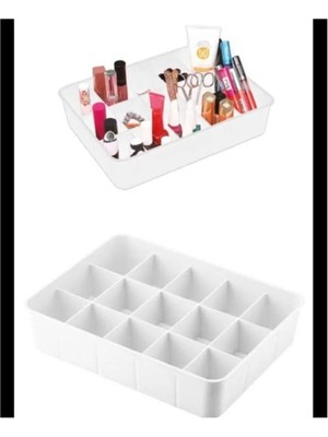Mikasso 15 Bölmeli Çekmece Içi Düzenleyici Organizer & Beyaz- 23 x 30 x 7 (H) cm Plastik 32 x 23 Siyah Tr